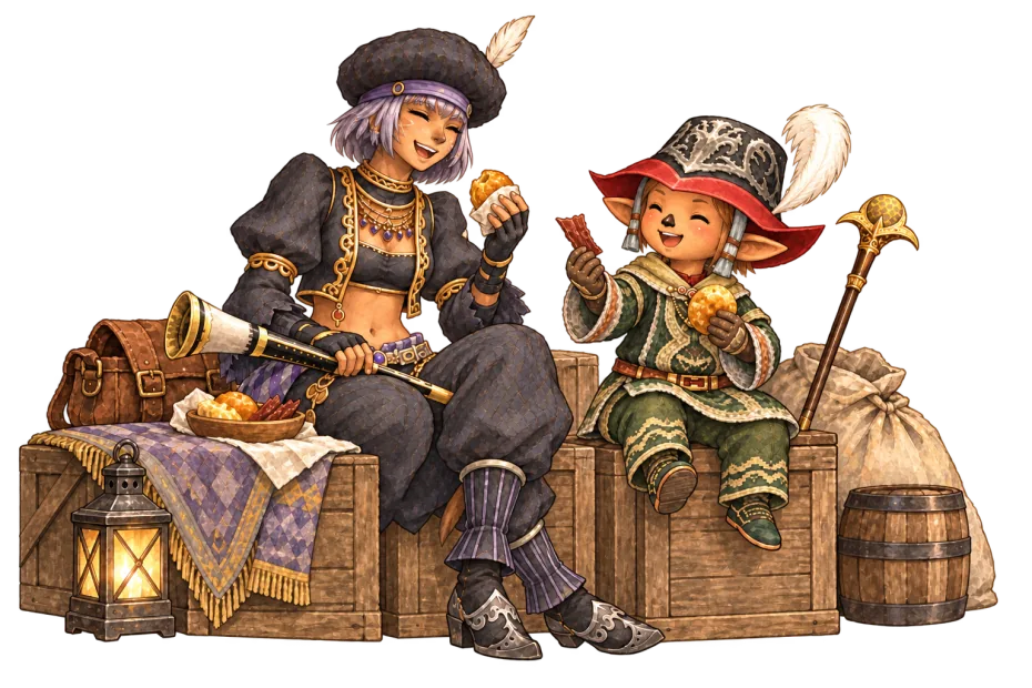 Friends share snacks during a break.